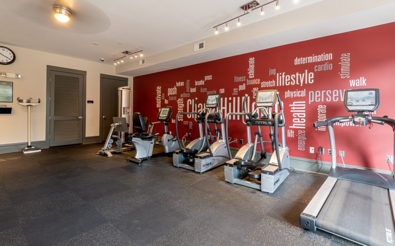 Fitness center at Chapel Hill North Apartments